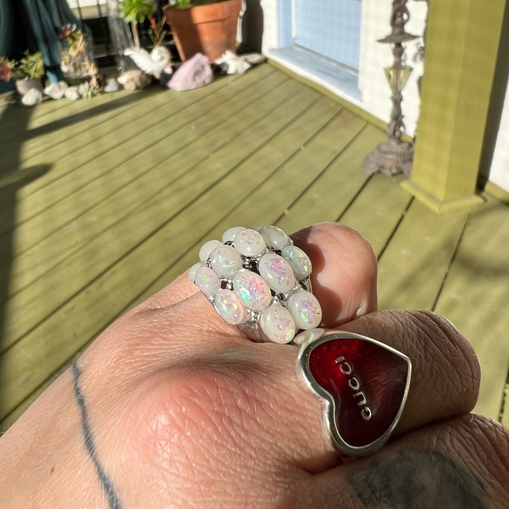 NEW silver plated fire opal statement ring - Picture 3 of 13